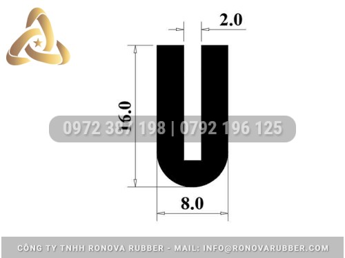 Gioăng Silicon Chữ U Rãnh 2mm Nẹp Kính – Chịu Nhiệt
