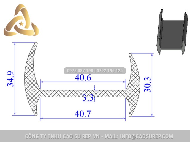 Ron cao su EPDM chữ H  40.7x34.9x40.6