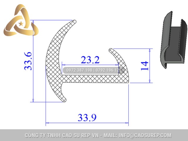 Ron cao su EPDM chữ H  33.9x33.6x23.2