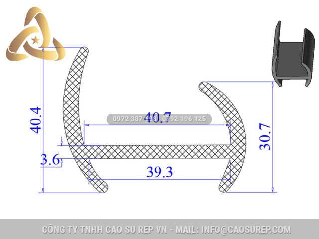 Ron cao su EPDM chữ H  39.3x40.4x40.7