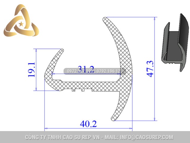 Ron cao su EPDM chữ H  40.2x19.1x31.2