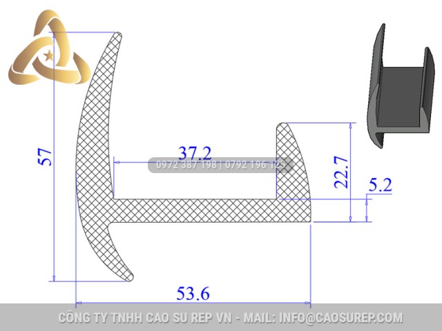 Ron cao su EPDM chữ H  53.6x57x37.2