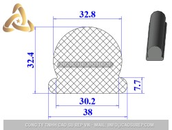 Ron cao su EPDM chữ D 38x32.4x7.7