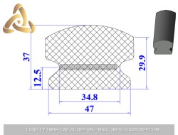 Ron cao su EPDM chữ D 47x37x12.5