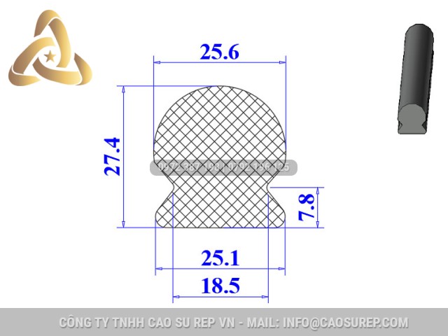 Ron cao su EPDM chữ D 18.5x27.4x7.8