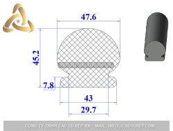 Ron cao su EPDM chữ D 43x45.2x7.8