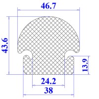 Ron cao su EPDM chữ D 38x43.6x13.9