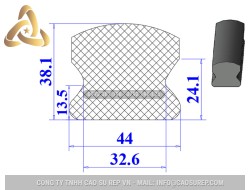 Ron cao su EPDM chữ D 32.6x38.1x13.5