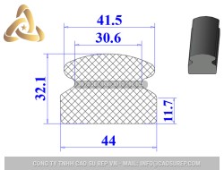 Ron cao su EPDM chữ D 44x32.1x11.7