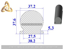 Ron cao su EPDM chữ D 38.2x37.6x5.3