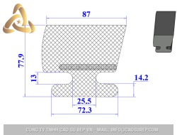 Ron cao su EPDM chữ D 72.3x77.9x14.2