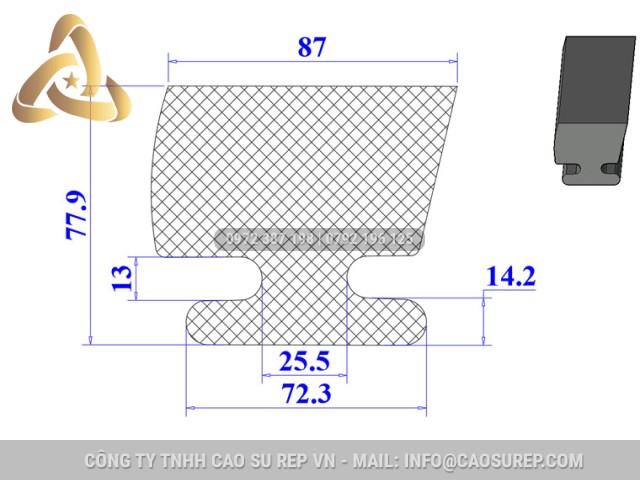 Ron cao su EPDM chữ D 72.3x77.9x14.2