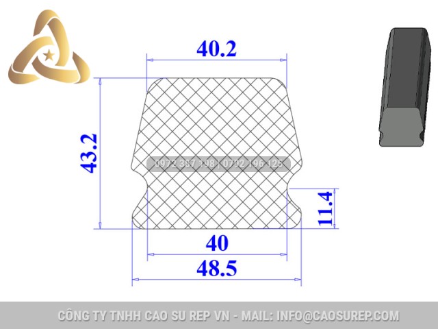 Ron cao su EPDM chữ D 48.5x43.2x11.4