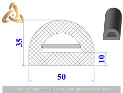Ron cao su EPDM chữ D 50x35x10