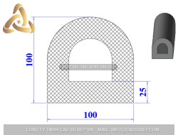Ron cao su EPDM chữ D 100x100x25
