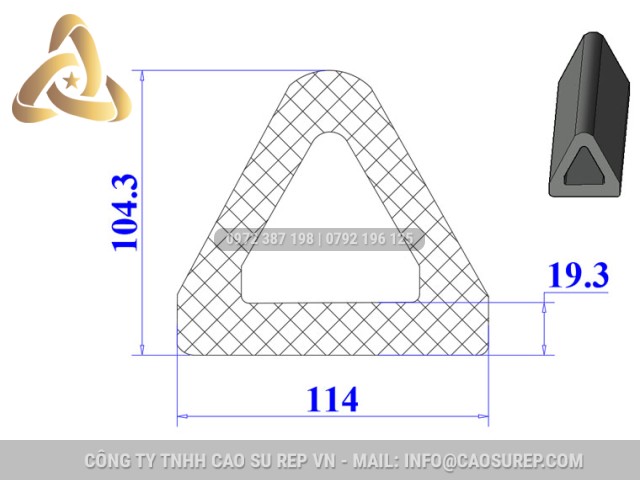 Ron cao su EPDM chữ D 114x104.3x19.3