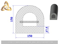 Ron cao su EPDM chữ D 150x150x37.5