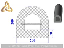 Ron cao su EPDM chữ D 200x200x50