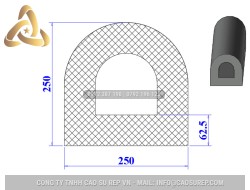 Ron cao su EPDM chữ D 250x250x62.5