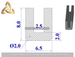 Ron cao su EPDM chữ U 6.5x8x2.5