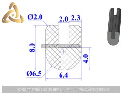 Ron cao su EPDM chữ U 6.4x8x2
