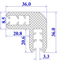 Ron cao su EPDM chữ U 36x36x8.5