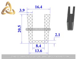 Ron cao su EPDM chữ U 13.6x20.5x8.4