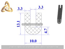 Ron cao su EPDM chữ U 10x13.1x3.3