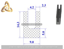 Ron cao su EPDM chữ U 9x14.3x4.2