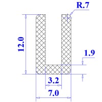 Ron cao su EPDM chữ U 7x12x3.2