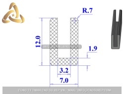 Ron cao su EPDM chữ U 7x12x3.2