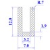 Ron cao su EPDM chữ U 7x12x3.2