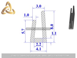 Ron cao su EPDM chữ U 4.1x8x2.2