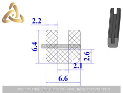 Ron cao su NBR chữ U 6.6x6.4x2.1