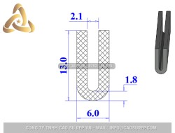 Ron cao su NBR chữ U 6x13x2.1