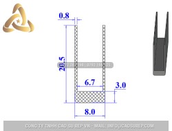 Ron cao su NBR chữ U 8x20.5x6.7