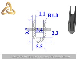 Ron cao su NBR chữ U 5.5x9.7x3.4