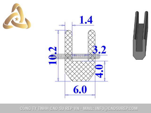Ron cao su NBR chữ U 6x10.2x3.2