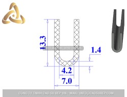 Ron cao su NBR chữ U 7x13.3x4.2