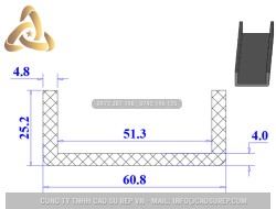 Ron cao su NBR chữ U 60.8x25.2x51.3