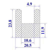 Ron cao su NBR chữ U 20.5x23.8x10.6