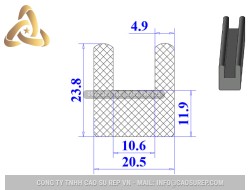 Ron cao su NBR chữ U 20.5x23.8x10.6