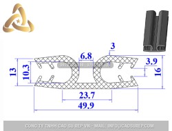 Ron cao su EPDM chữ U 49.9x16x6.8