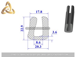 Ron cao su NBR chữ U 20.3x22.9x8.6