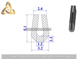 Ron cao su NBR chữ U 3.2x5.1x1.2