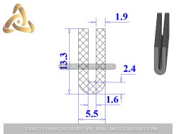 Ron cao su NBR chữ U 5.5x13.3x1.6
