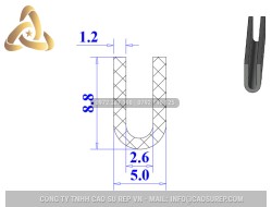 Ron cao su NBR chữ U 5x8.8x2.6