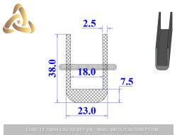 Ron cao su NBR chữ U 23x38x18