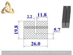 Ron cao su NBR chữ U 26x19.8x2.2