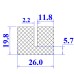 Ron cao su NBR chữ U 26x19.8x2.2